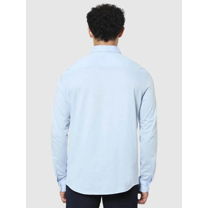 Blue Solid Cotton Shirt