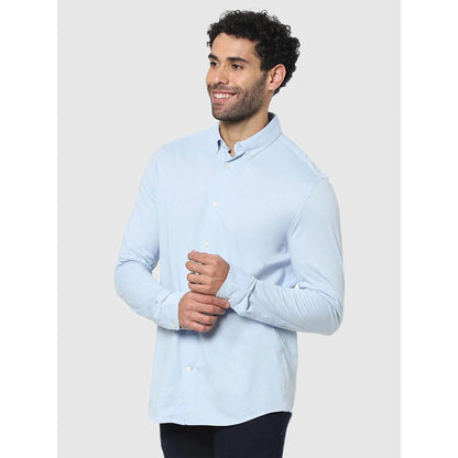 Blue Solid Cotton Shirt