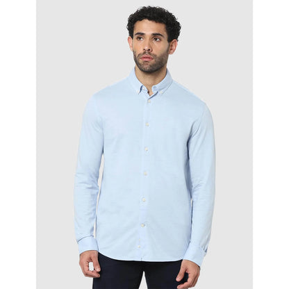 Blue Solid Cotton Shirt