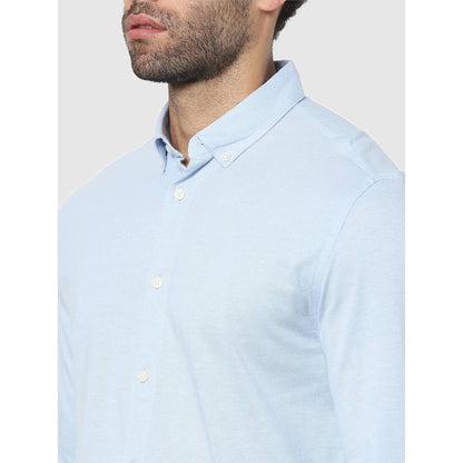 Blue Solid Cotton Shirt