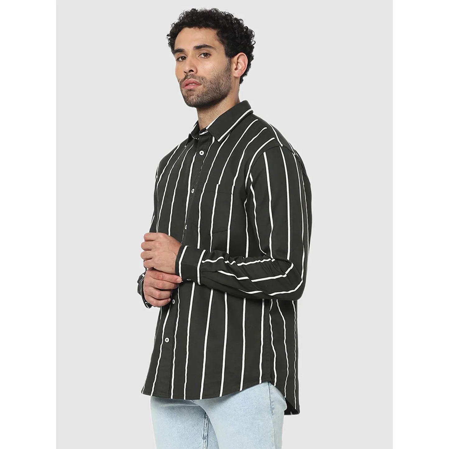 Black Striped Cotton Shirt