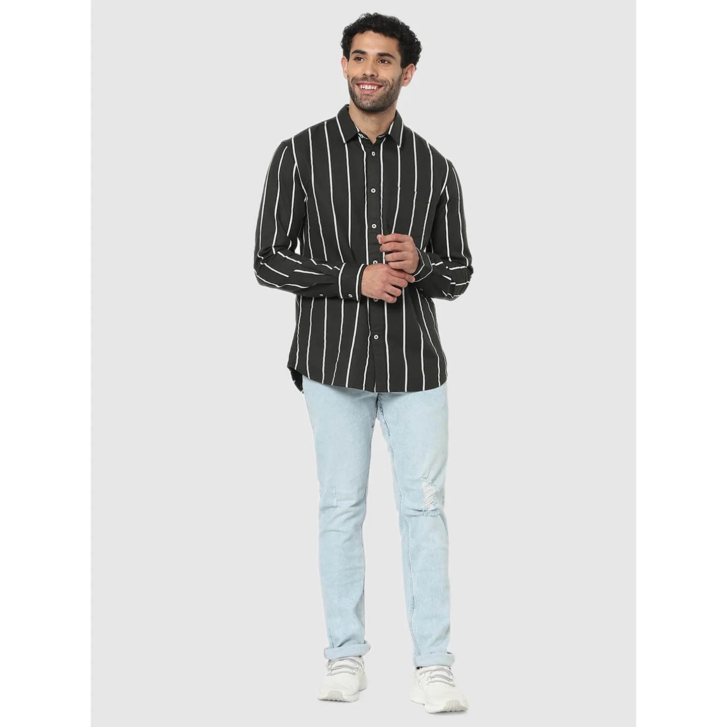 Black Striped Cotton Shirt