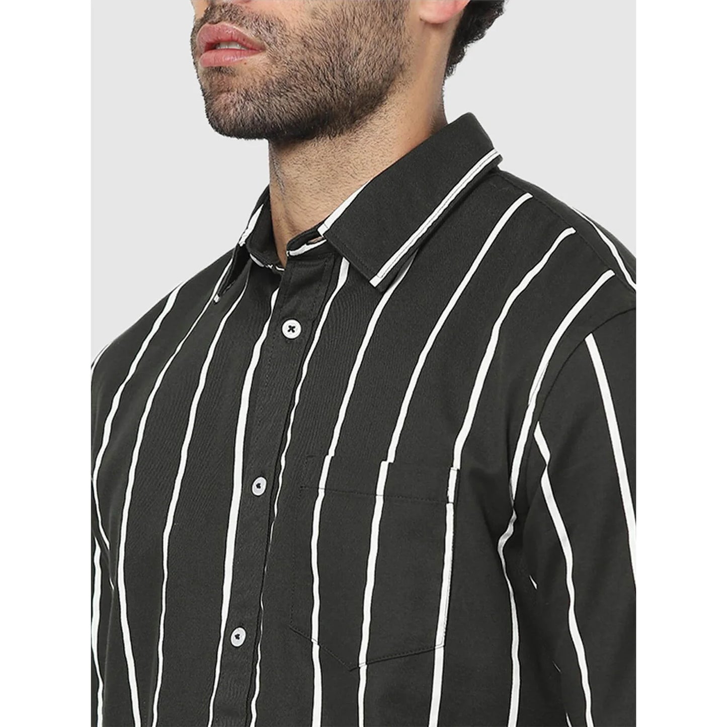 Black Striped Cotton Shirt