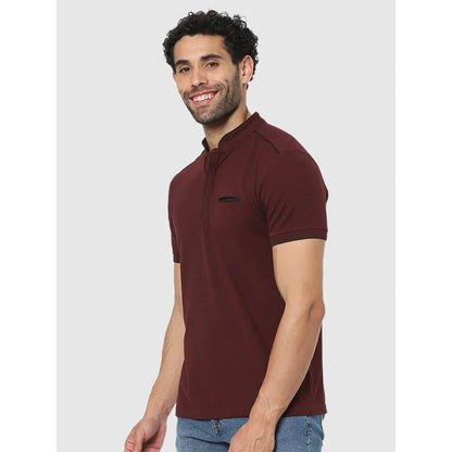 Maroon Solid Cotton Polo