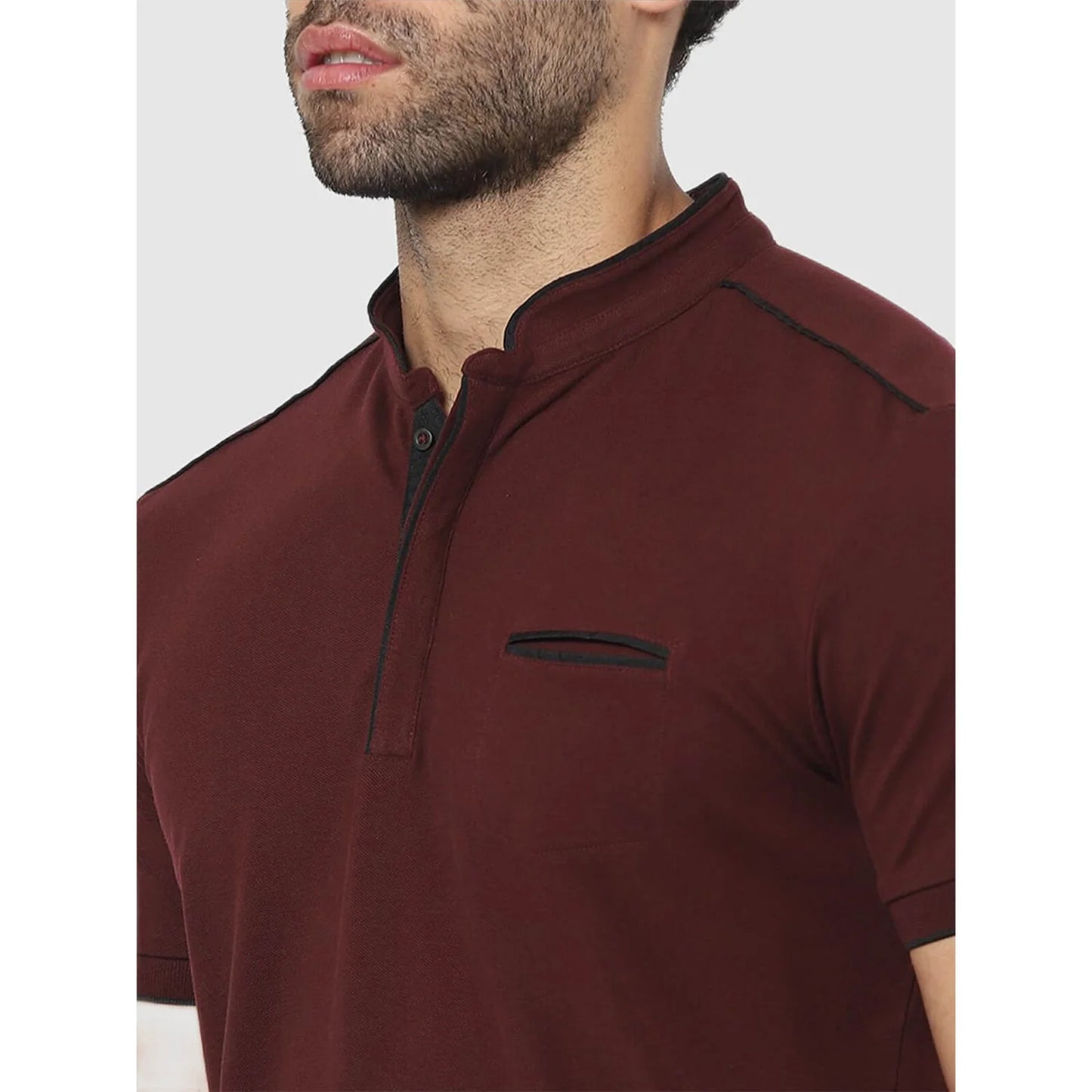 Maroon Solid Cotton Polo