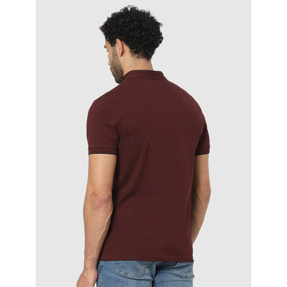 Maroon Solid Cotton Polo