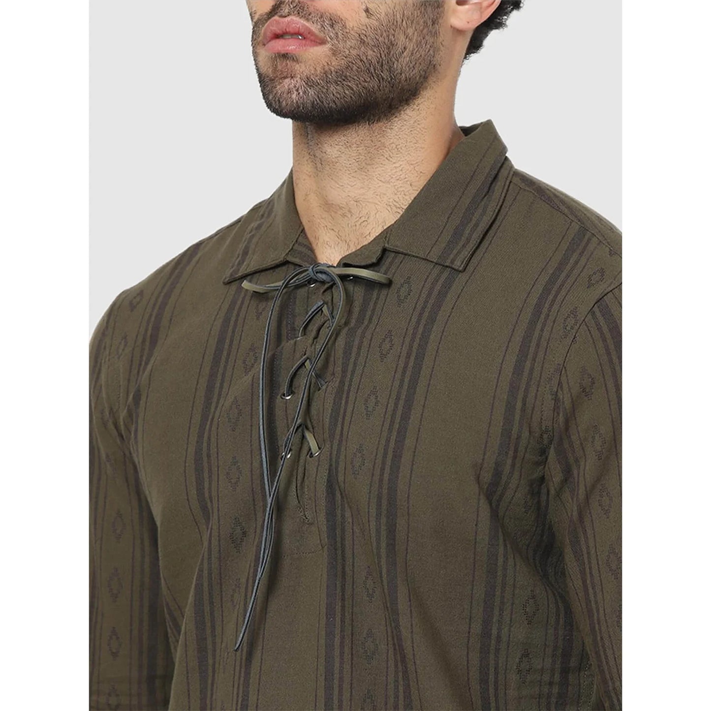 Green Striped Cotton Shirt