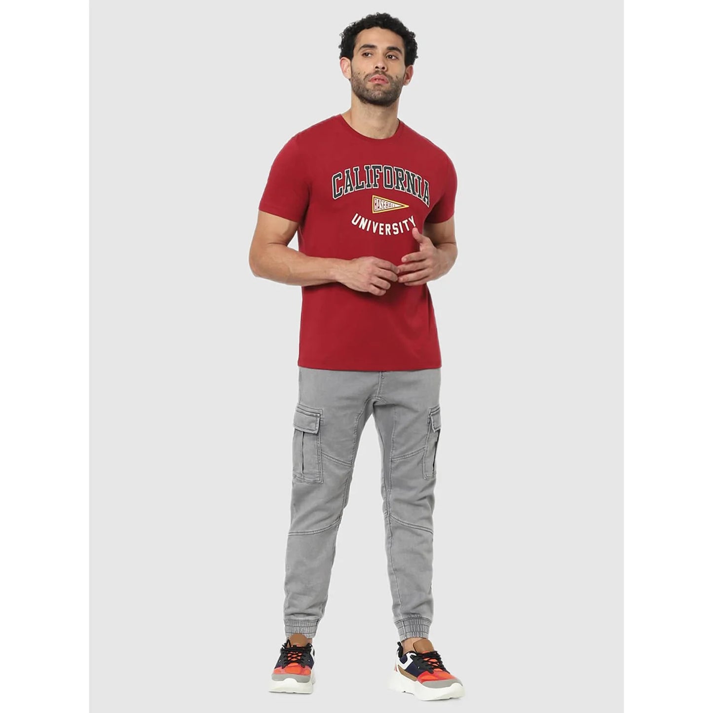 Maroon Graphic Printed Cotton T-shirt