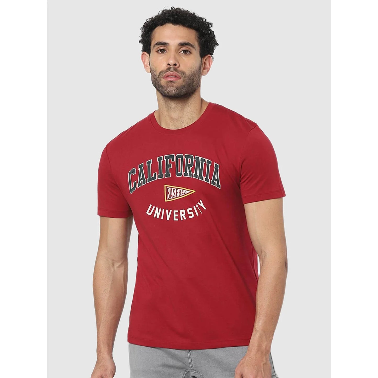 Maroon Graphic Printed Cotton T-shirt