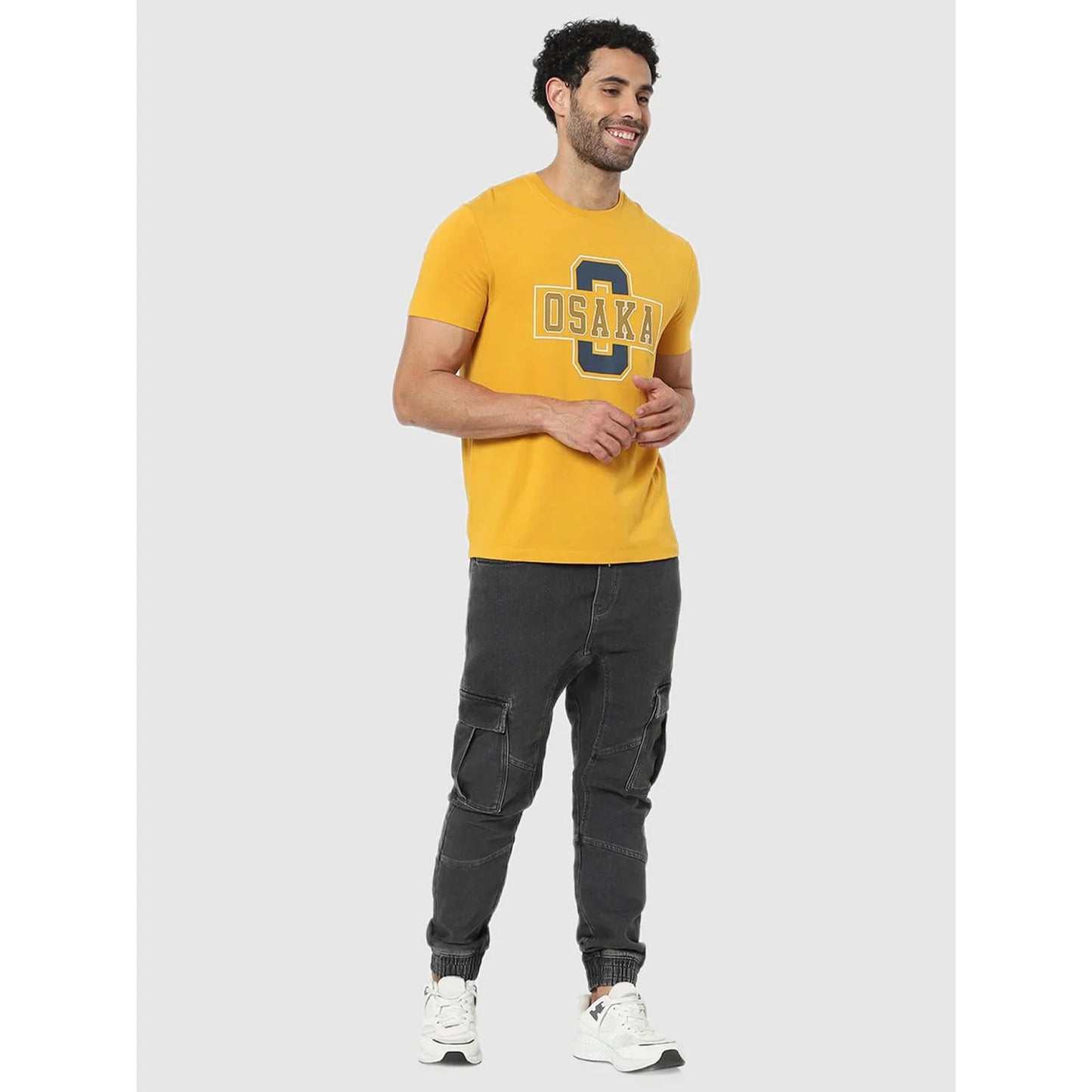 Yellow Graphic Printed Cotton T-shirt