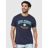 Celio* Graphics Slim Fit Cotton Navy Blue T-Shirt