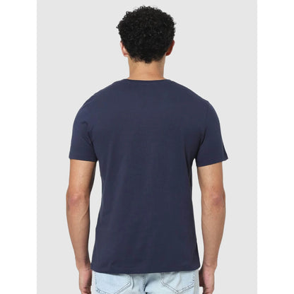 Navy Blue Graphic Printed Cotton T-shirt