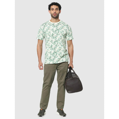 Green Tropical Printed Cotton T-shirt