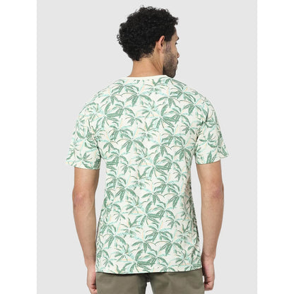 Green Tropical Printed Cotton T-shirt