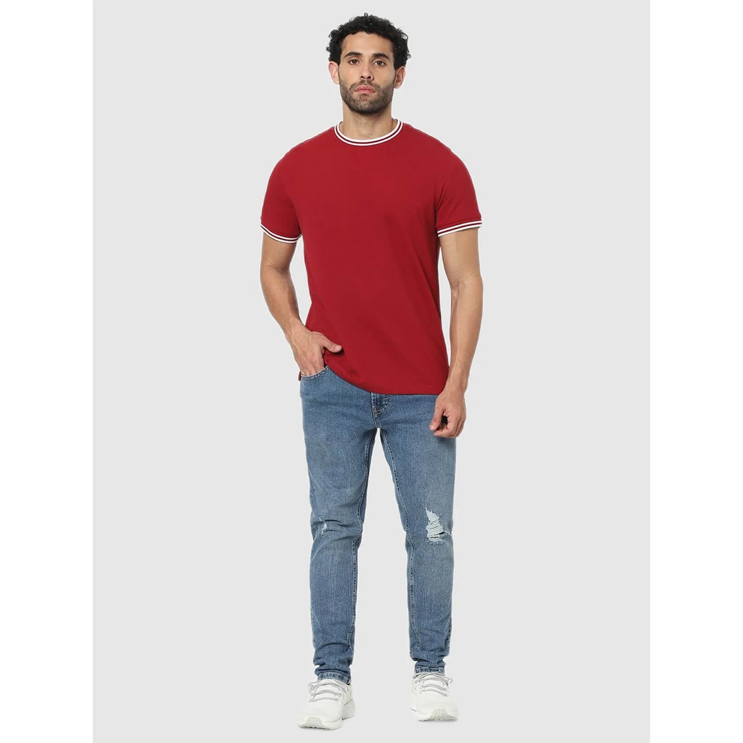 Red Solid Cotton T-shirt