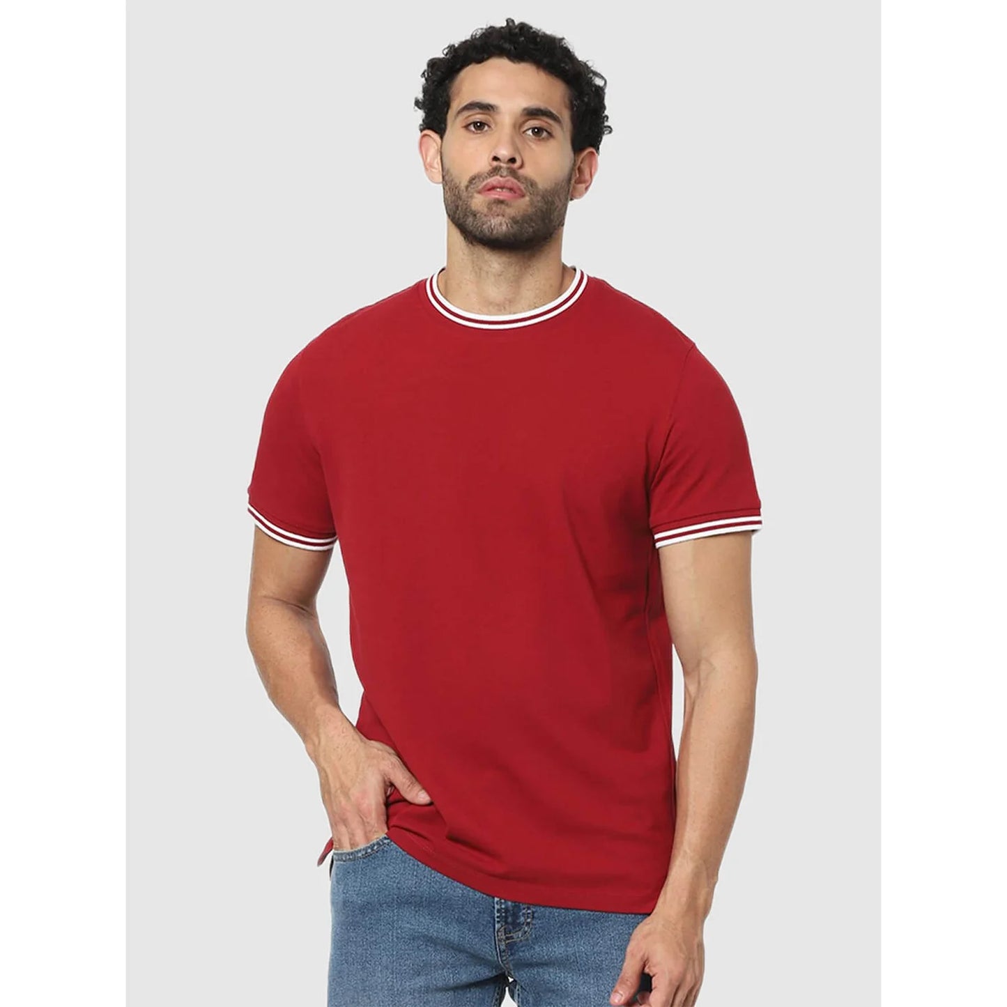 Red Solid Cotton T-shirt