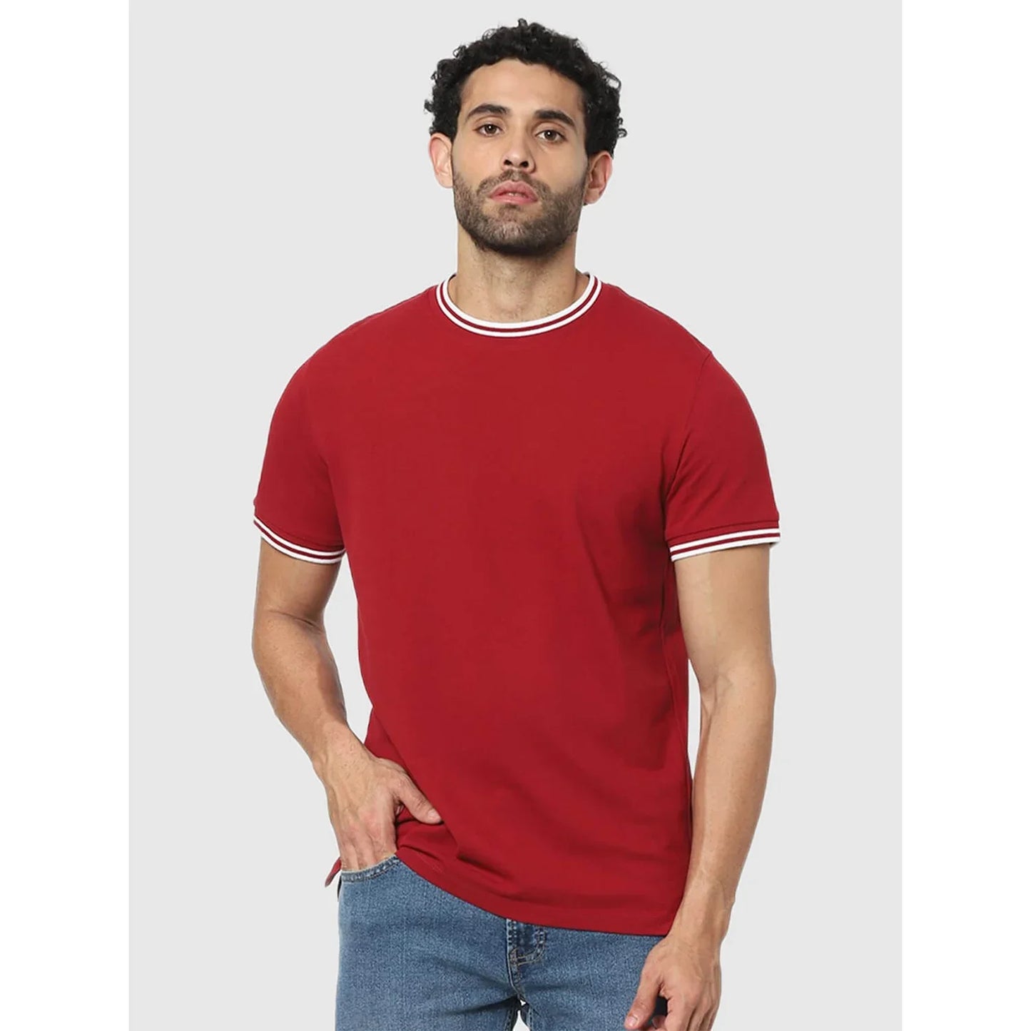 Red Solid Cotton T-Shirt