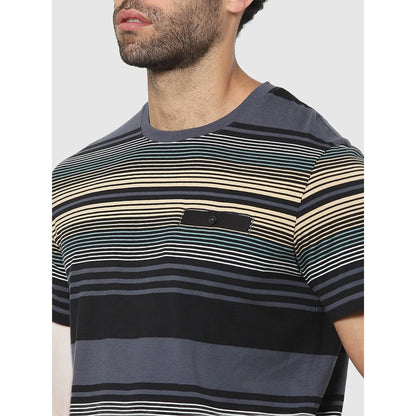 Black Striped Cotton T-shirt