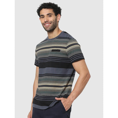 Black Striped Cotton T-shirt