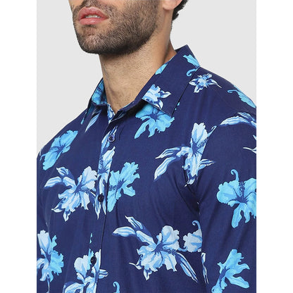 Blue Floral Cotton Shirt