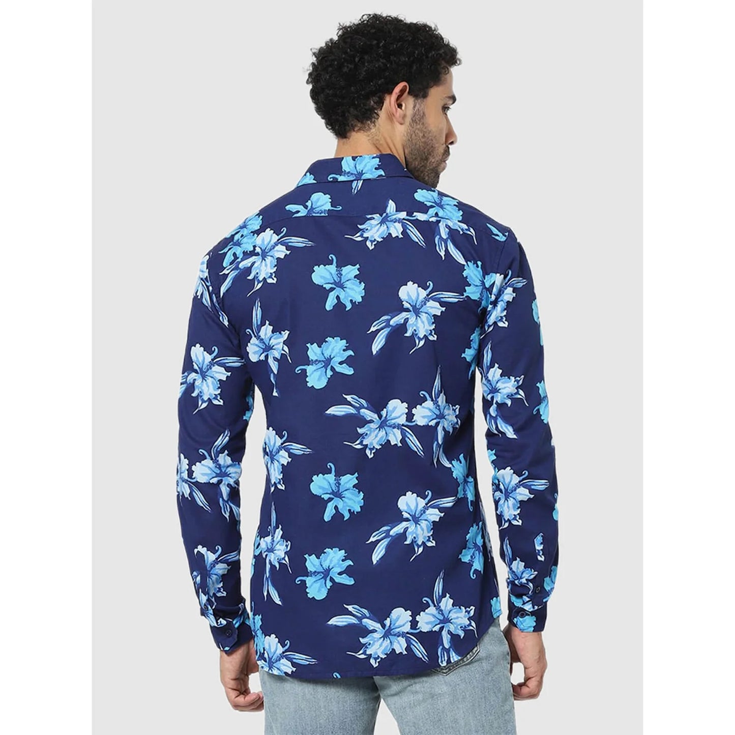 Blue Floral Cotton Shirt