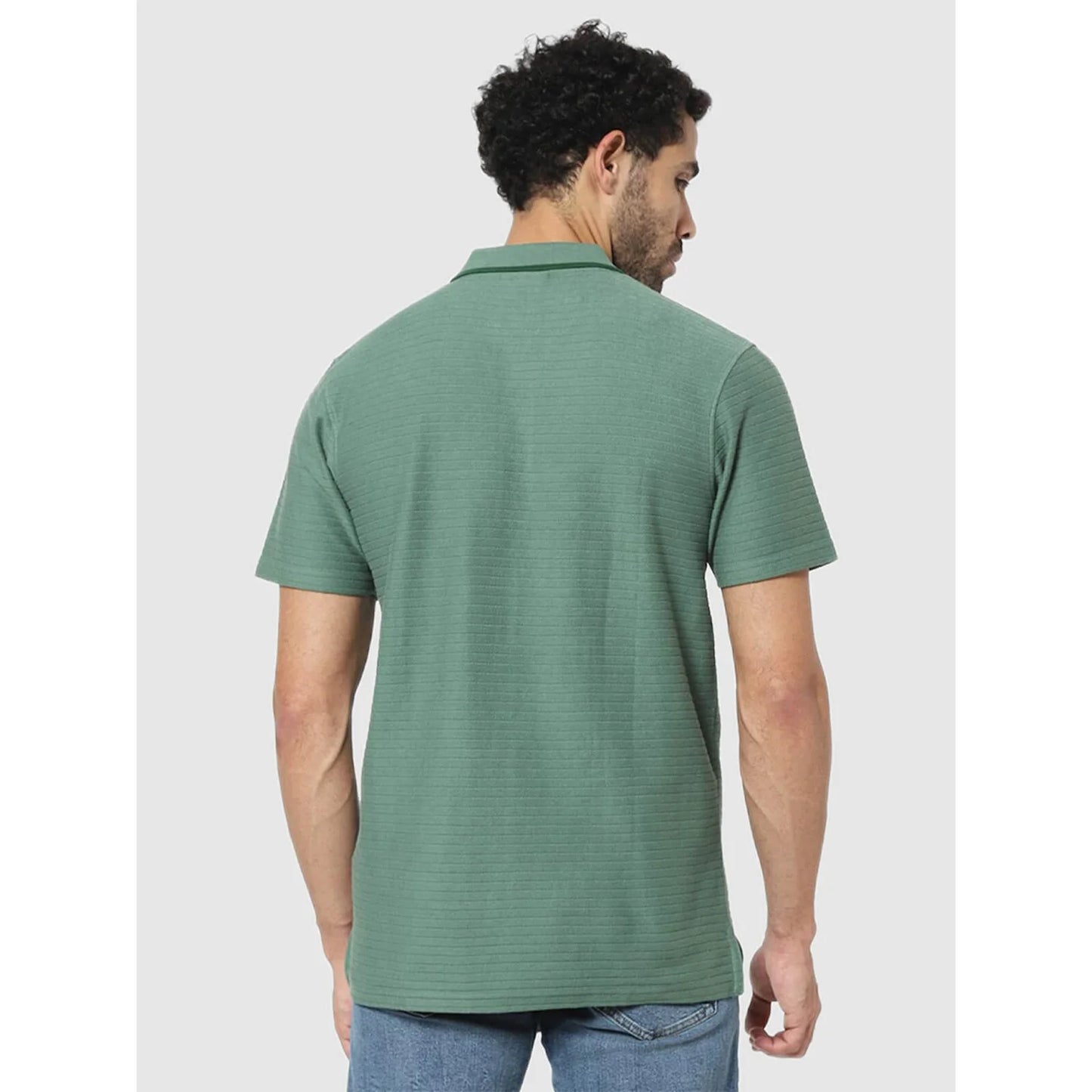 Green Solid Cotton Polo