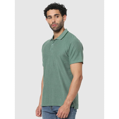 Green Solid Cotton Polo