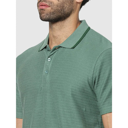 Green Solid Cotton Polo