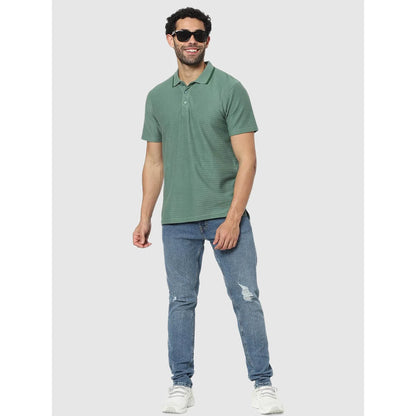 Green Solid Cotton Polo