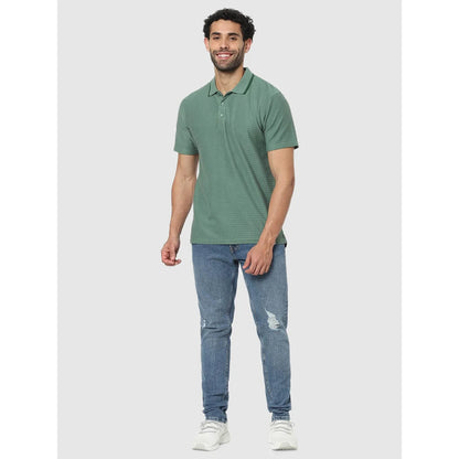 Green Solid Cotton Polo