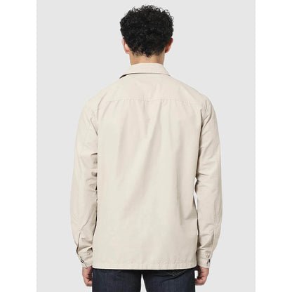 Beige Solid Cotton Shirt