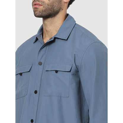 Blue Solid Cotton Shirt