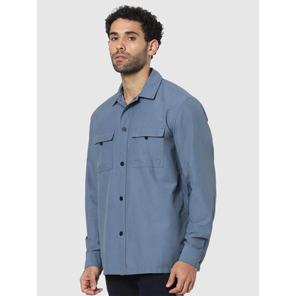 Blue Solid Cotton Shirt