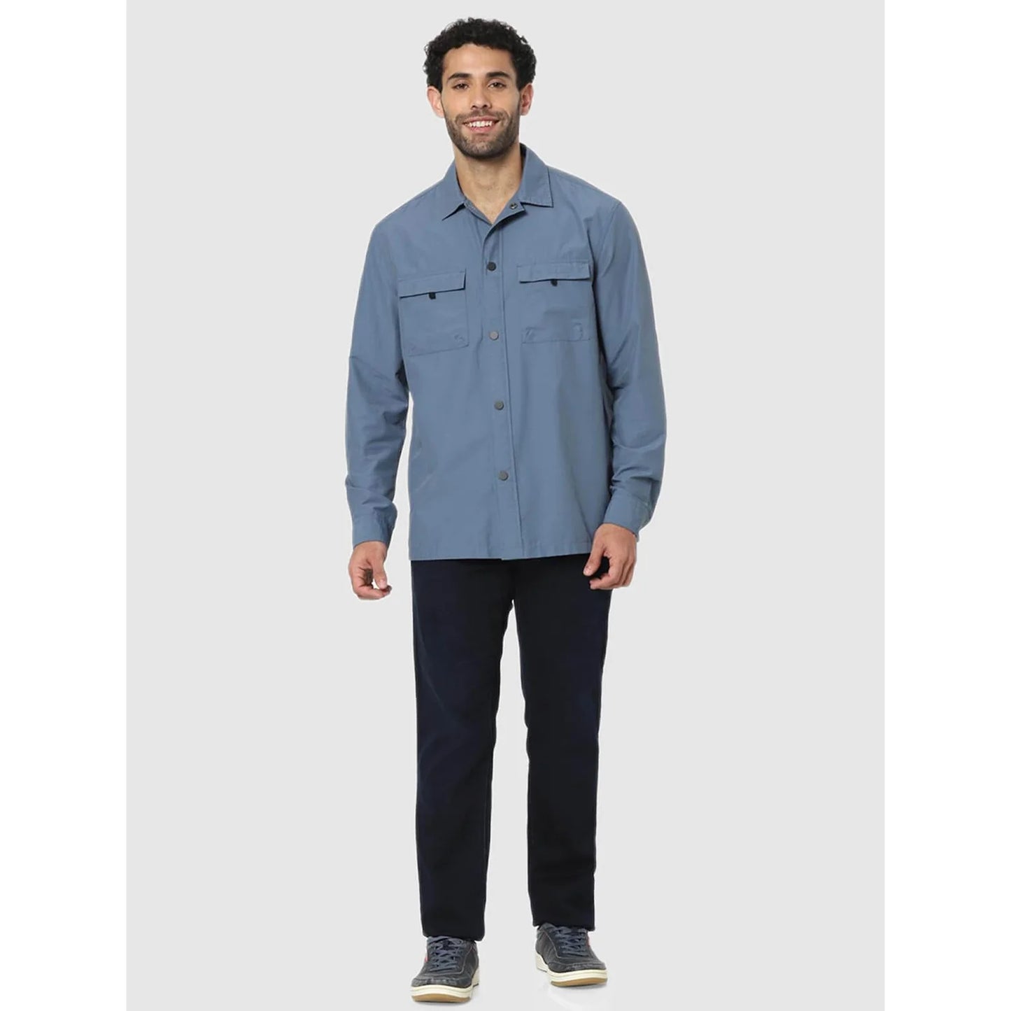 Blue Solid Cotton Shirt