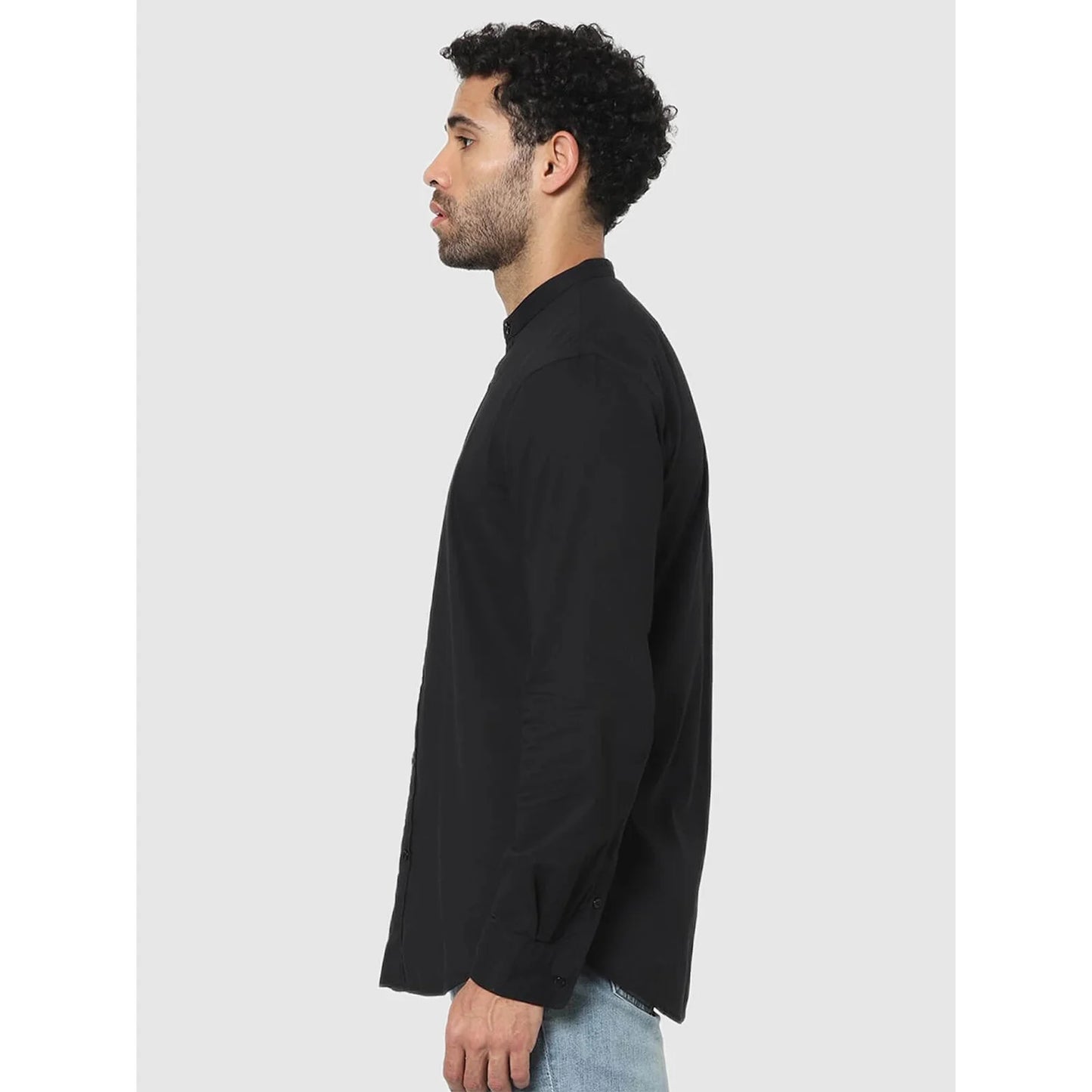 Black Solid Cotton Shirt