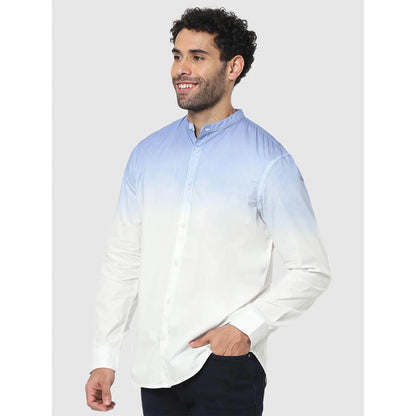 Blue Colourblock Cotton Shirt