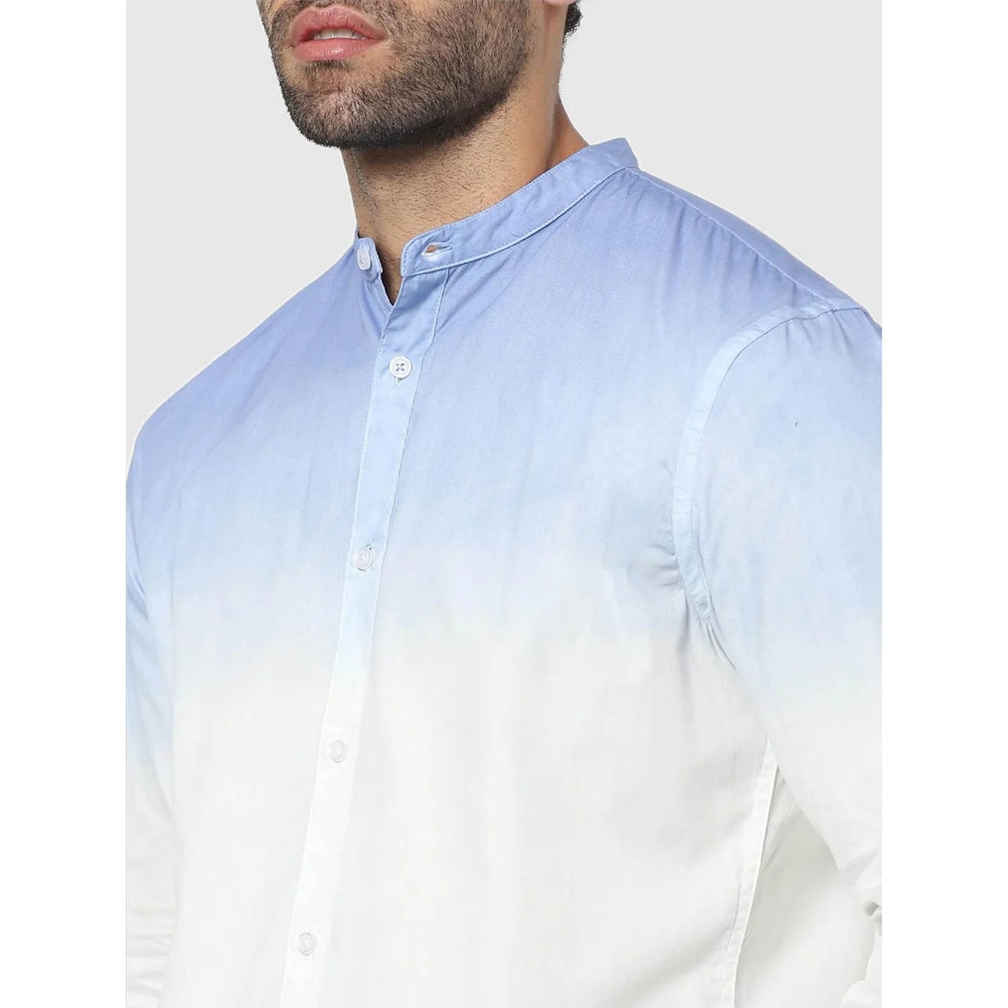 Blue Colourblock Cotton Shirt