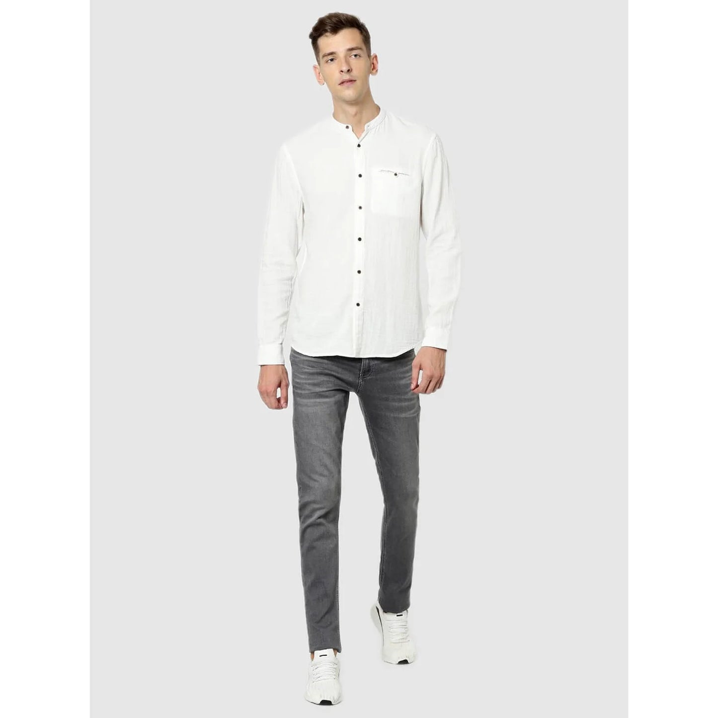 White Solid Cotton Shirt