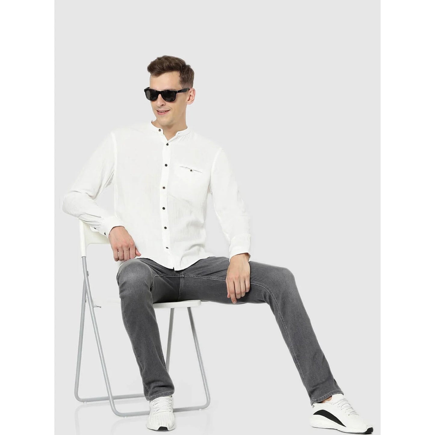 White Solid Cotton Shirt