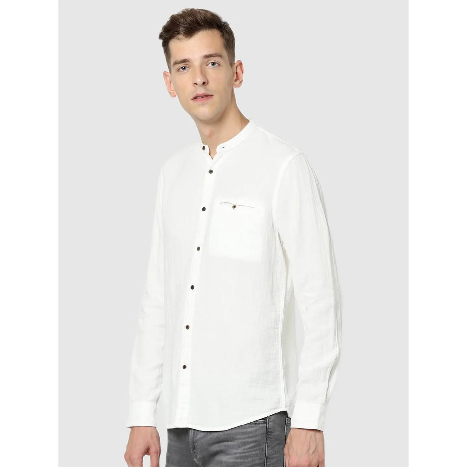 White Solid Cotton Shirt