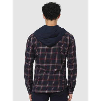 Navy Blue Checks Cotton Shirt