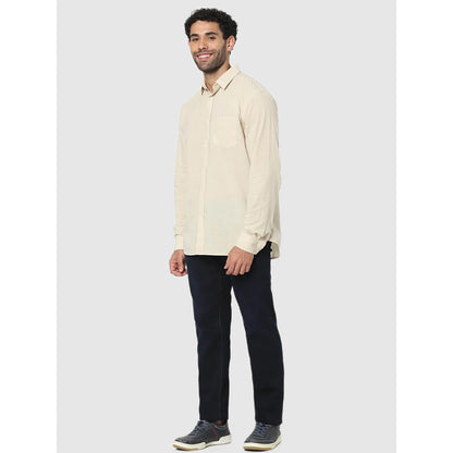 Beige Solid Cotton Shirt