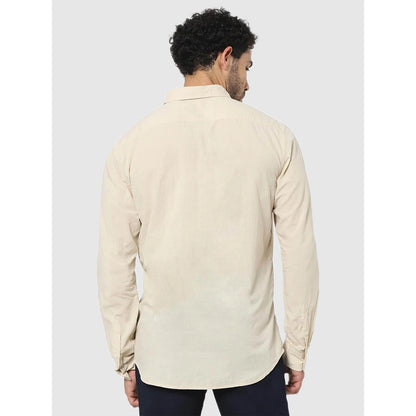 Beige Solid Cotton Shirt