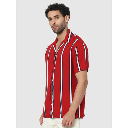 Red Striped Viscose Shirt