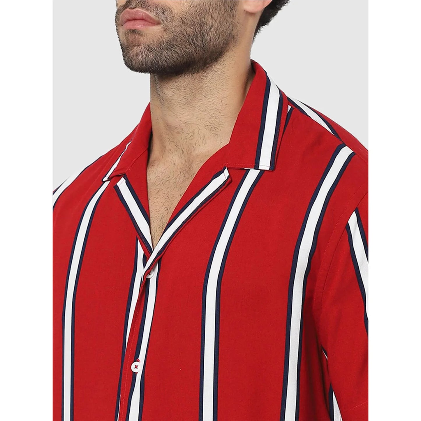 Red Striped Viscose Shirt