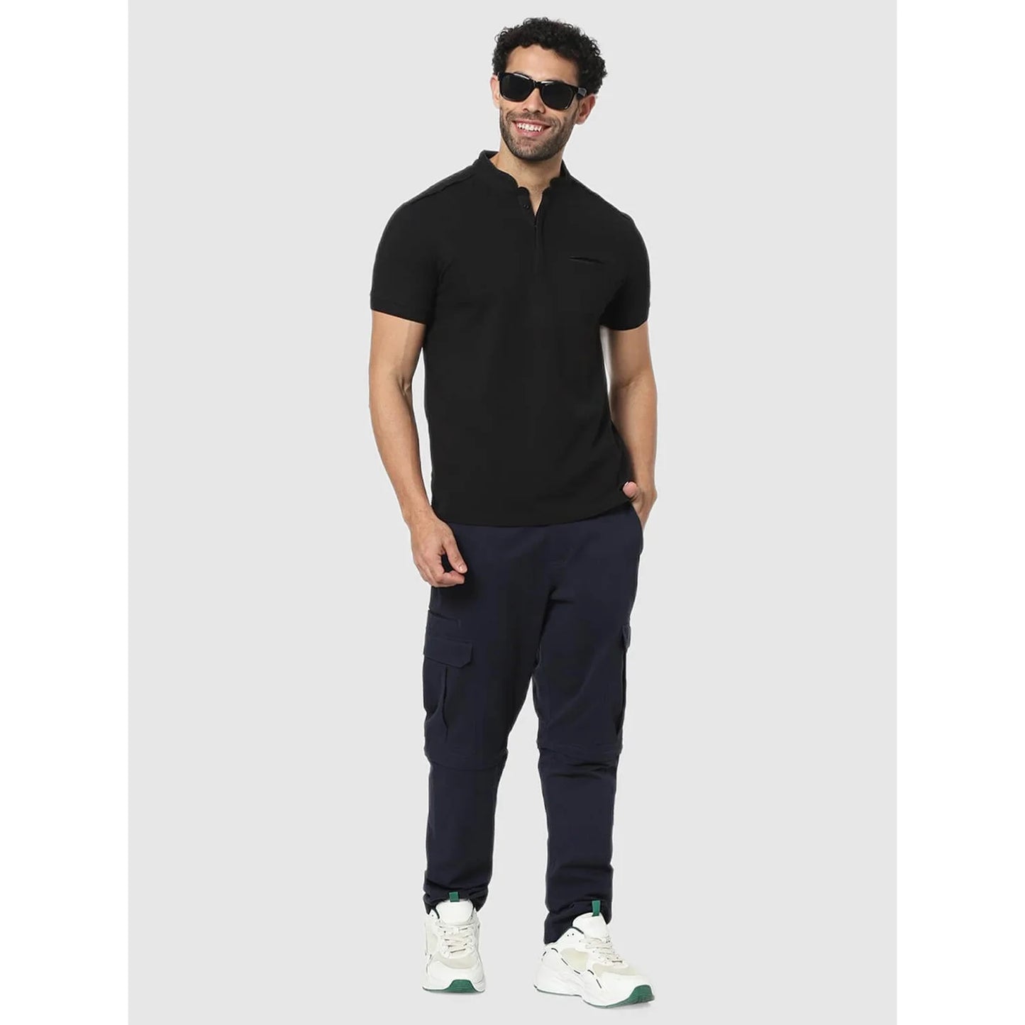 Black Striped Cotton Polo