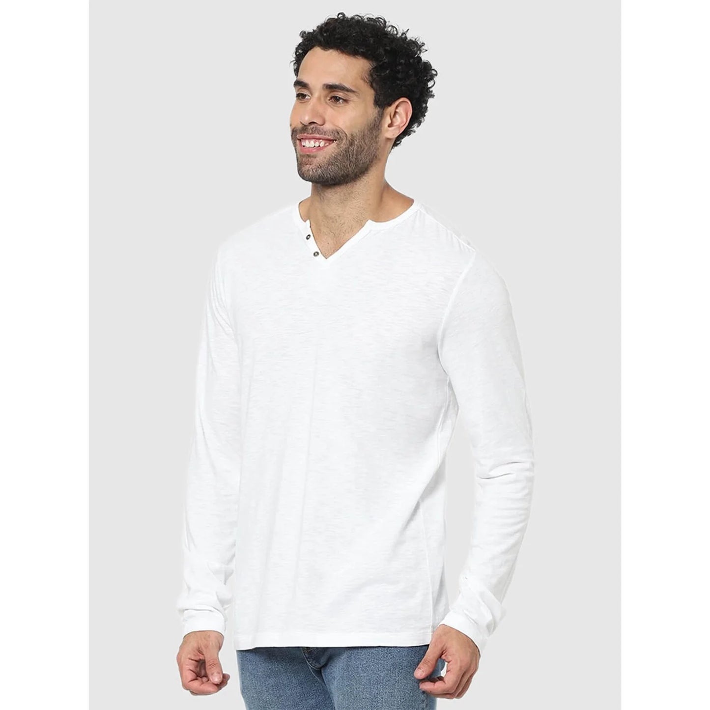 White Solid Cotton T-shirt