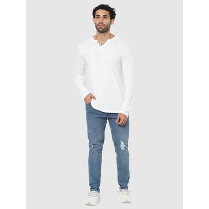 White Solid Cotton T-shirt