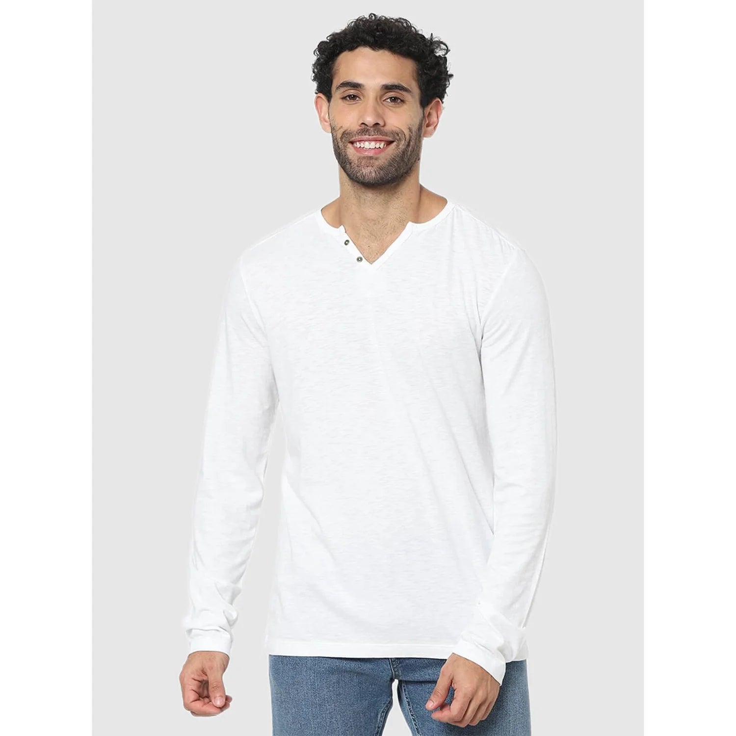 White Solid Cotton T-shirt