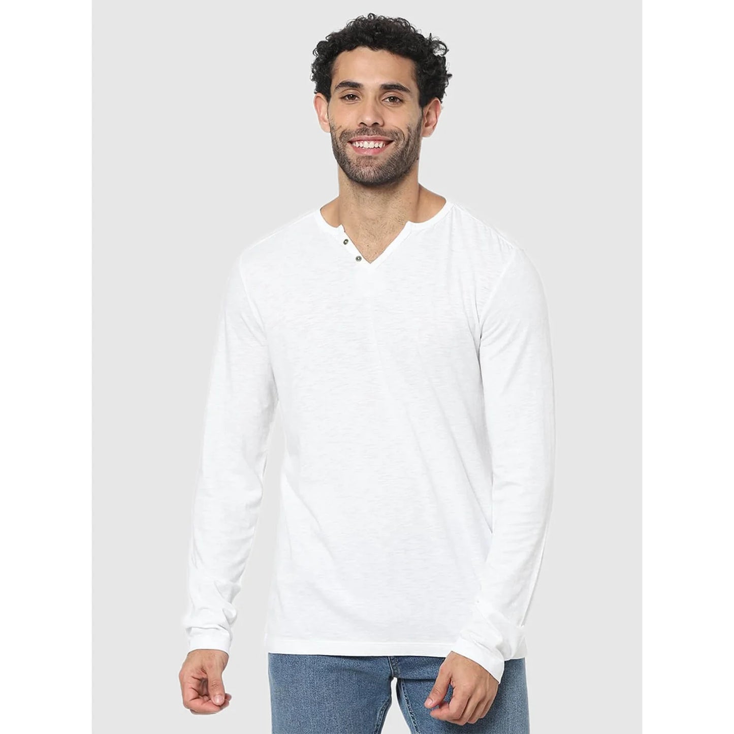 White Solid Cotton T-shirt